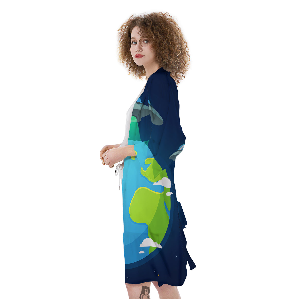 Alien Invasion And Earth Print Kimono-grizzshop