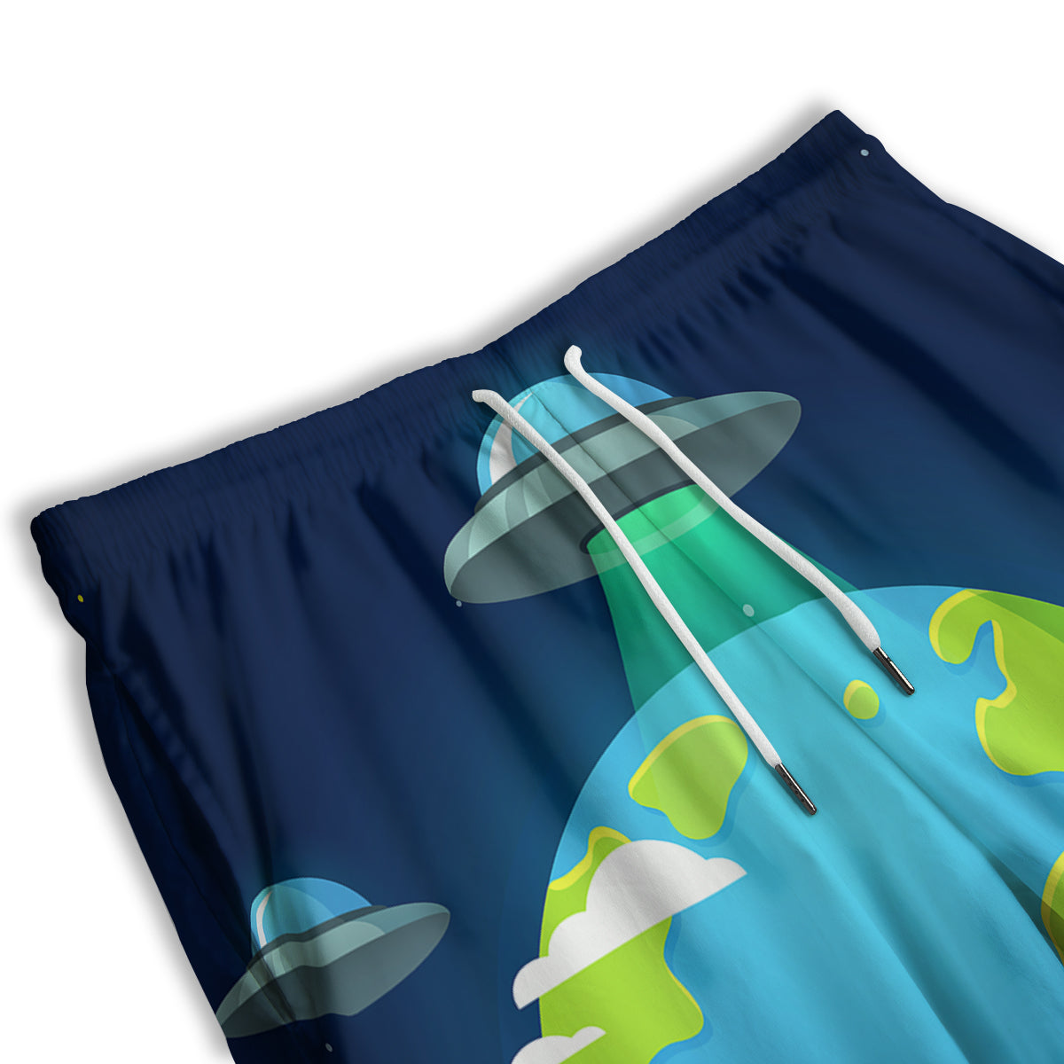 Alien Invasion And Earth Print Men's Athletic Shorts
