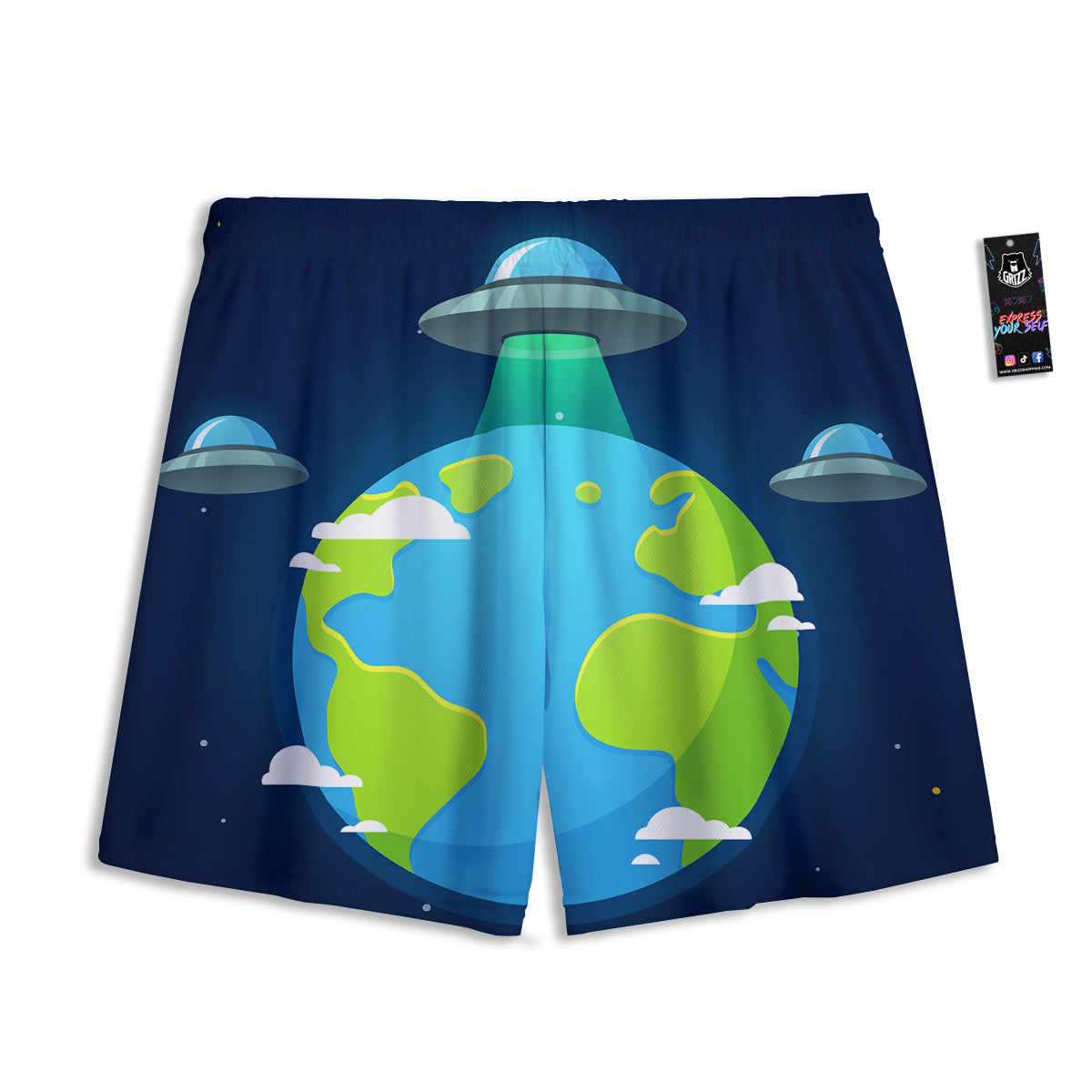 Blue Cyan And White Gingham Print Mesh Shorts