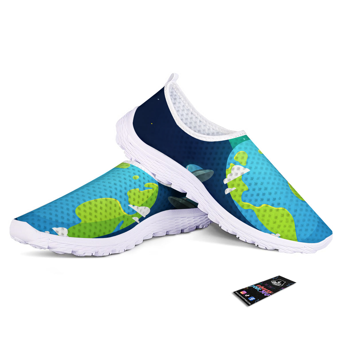 Alien Invasion And Earth Print Nurse Shoes-grizzshop