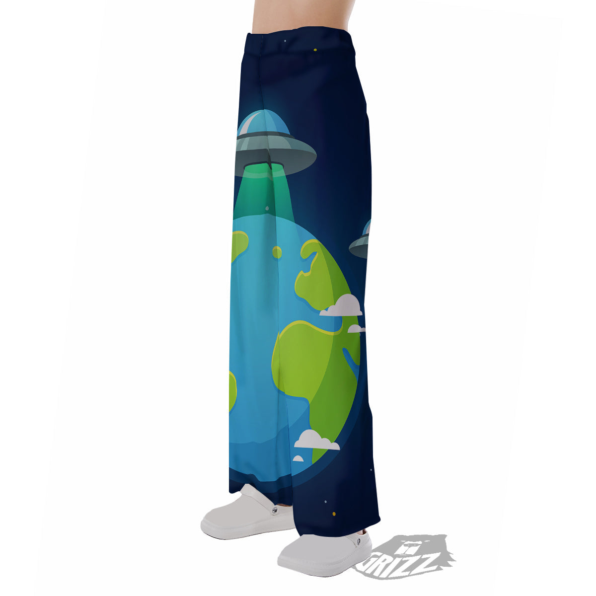 Alien Invasion And Earth Print Pajama Pants-grizzshop