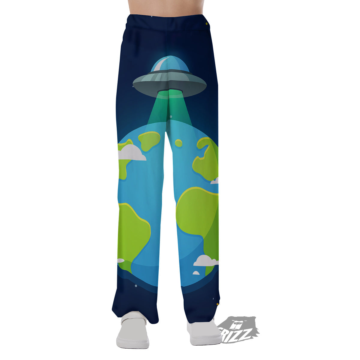 Alien Invasion And Earth Print Pajama Pants-grizzshop