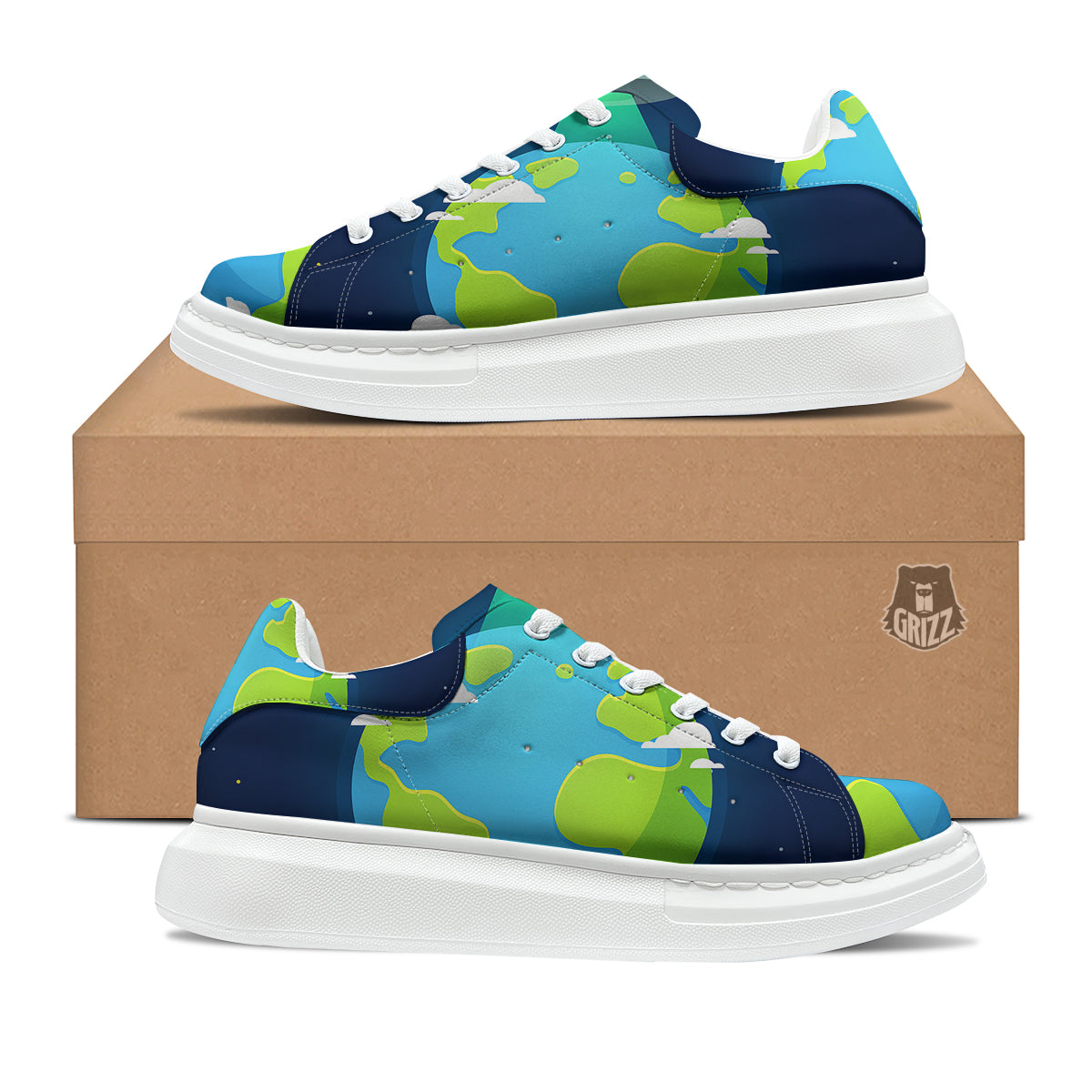 Alien Invasion And Earth Print Platform Shoes-grizzshop