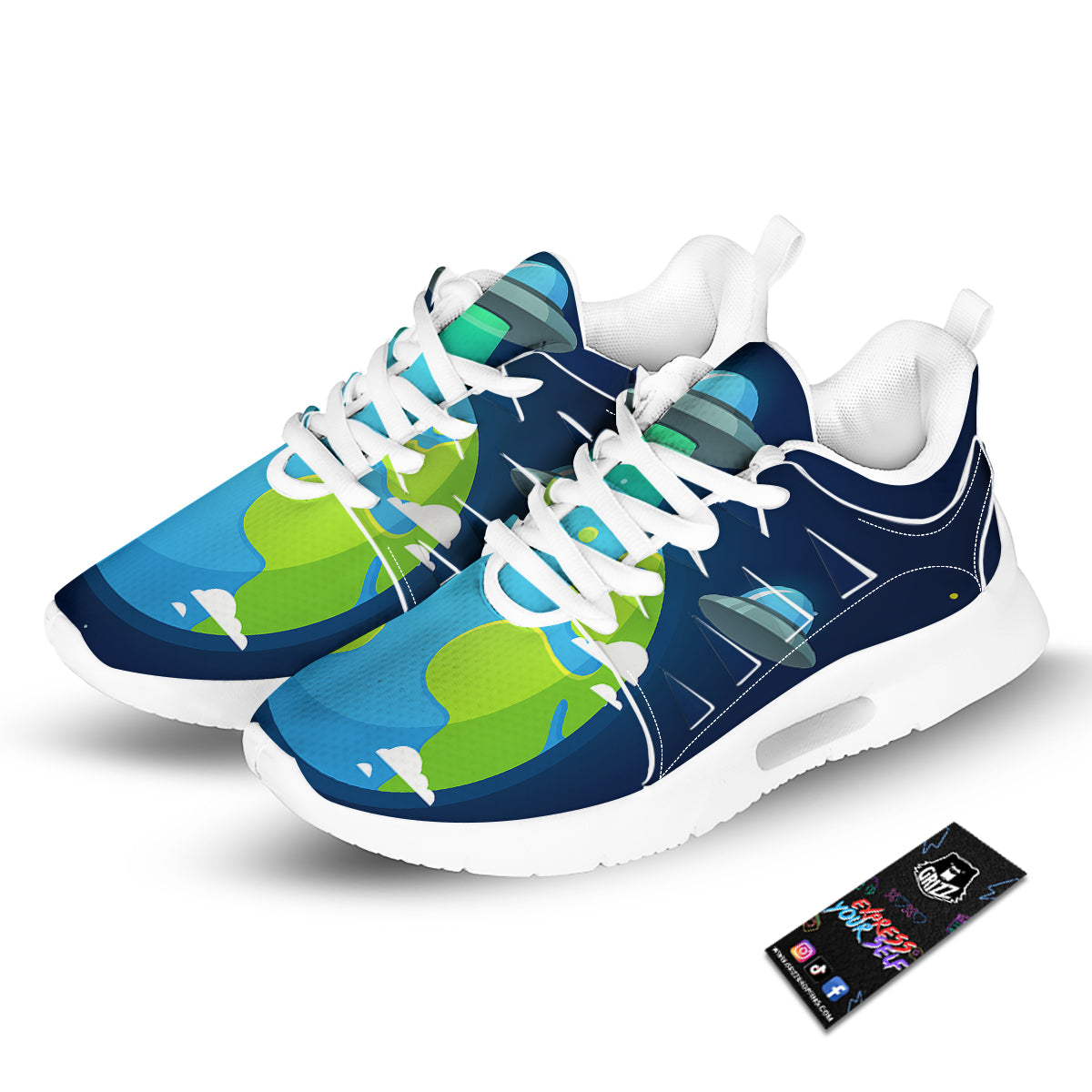 Alien Invasion And Earth Print Tennis Shoes-grizzshop