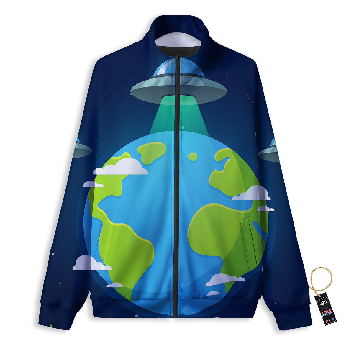 Alien Invasion And Earth Print Track Jacket-grizzshop