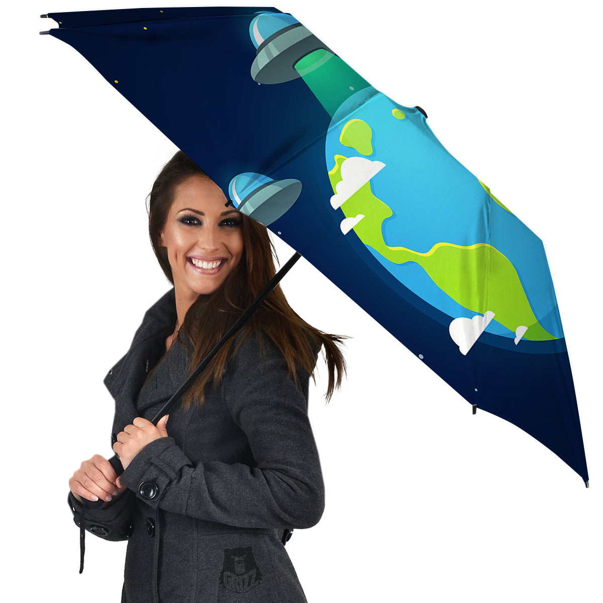 Alien Invasion And Earth Print Umbrella-grizzshop