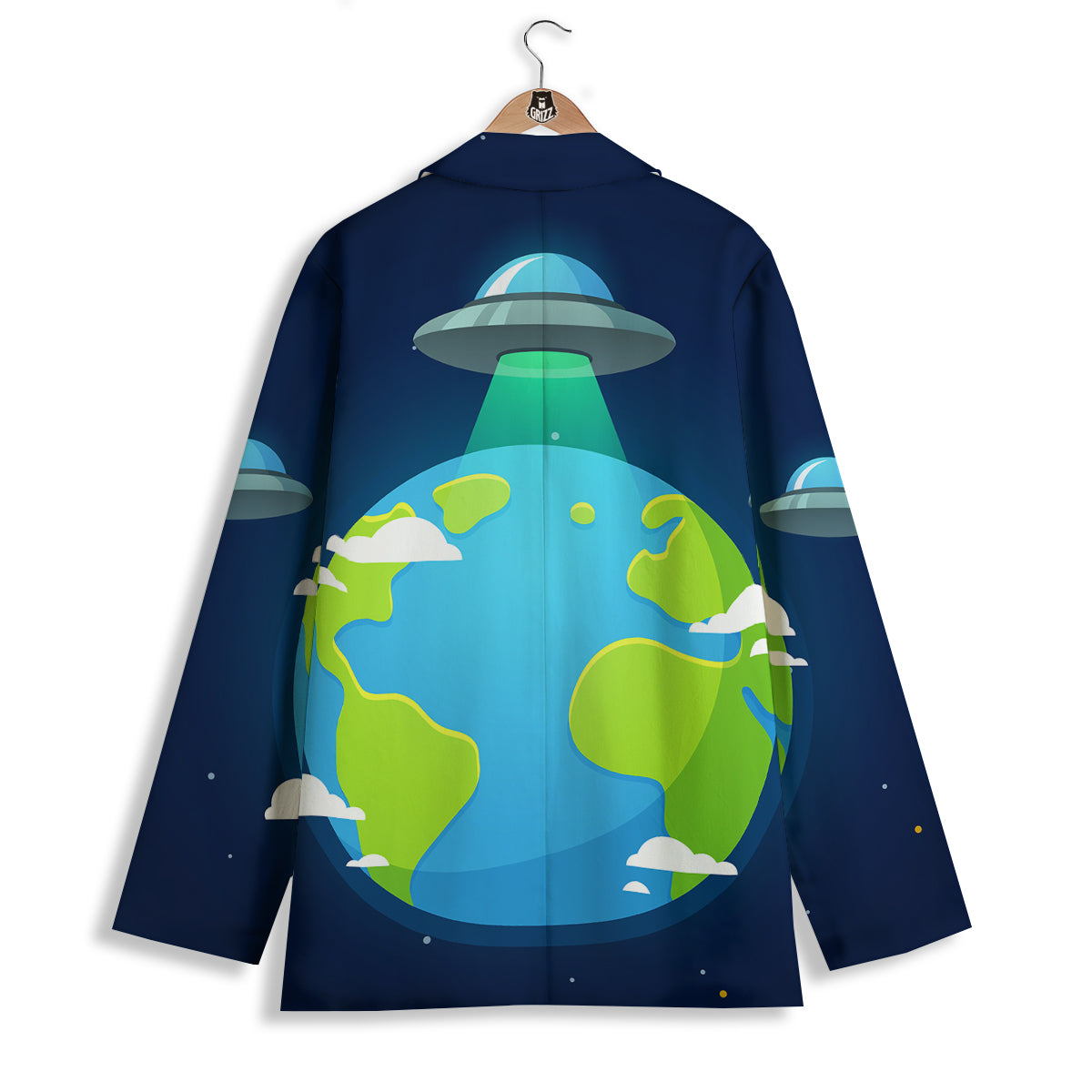 Alien Invasion And Earth Print Women's Blazer-grizzshop