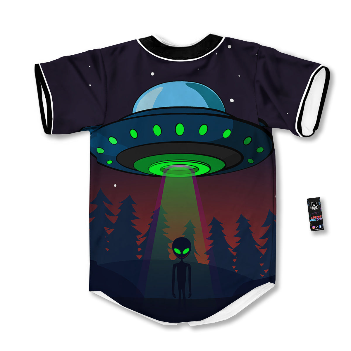 Alien Invasion On Earth Print Baseball Jersey-grizzshop