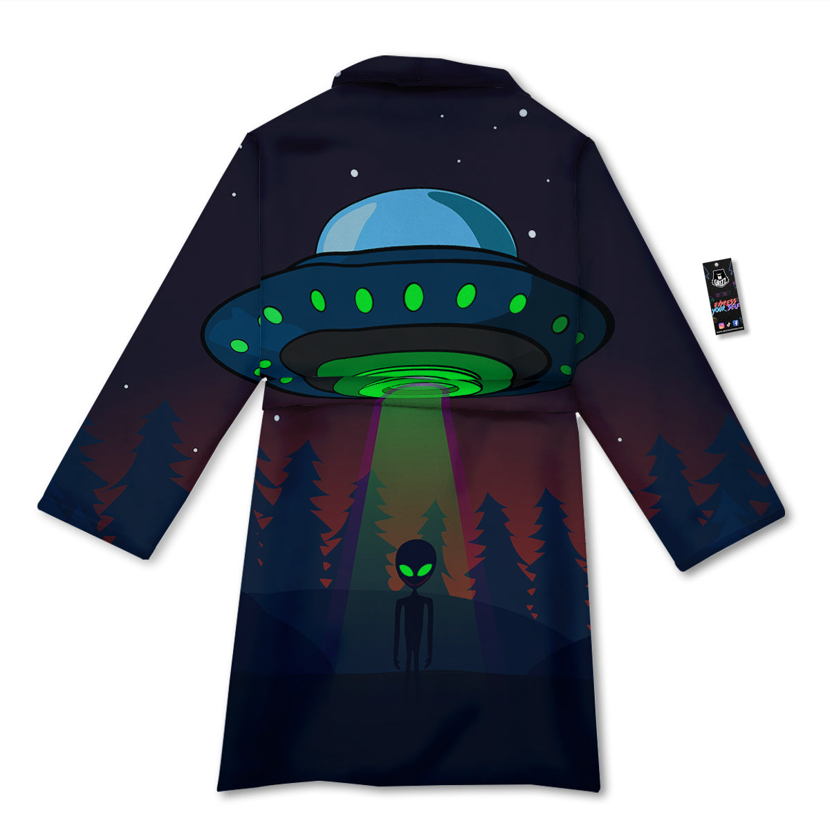 Alien Invasion On Earth Print Bathrobe-grizzshop