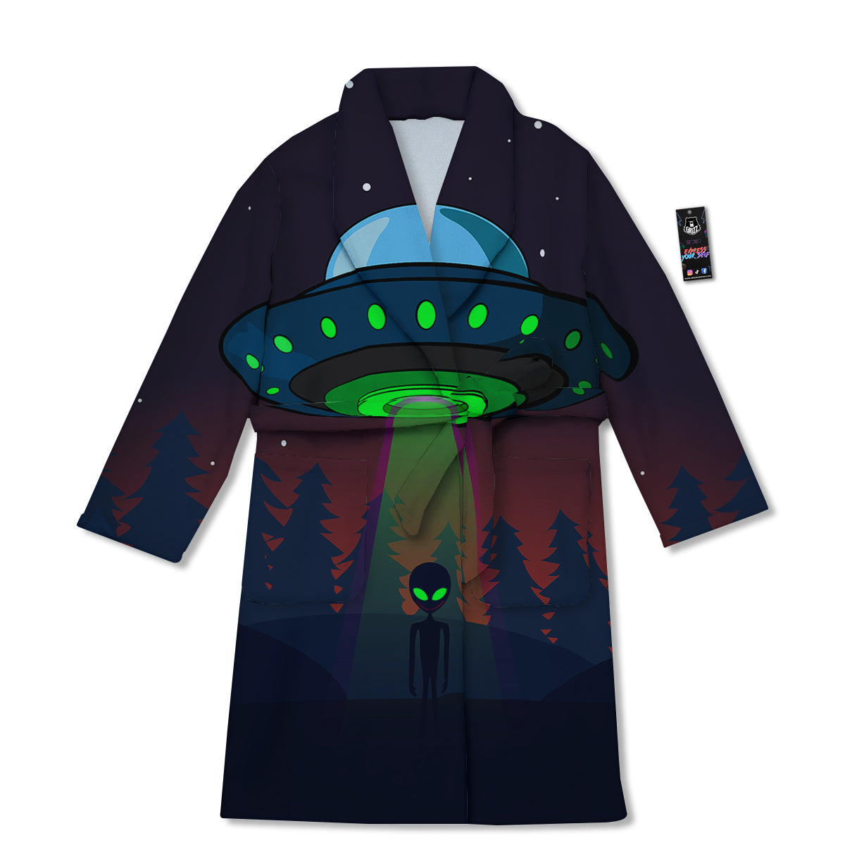 Alien Invasion On Earth Print Bathrobe-grizzshop