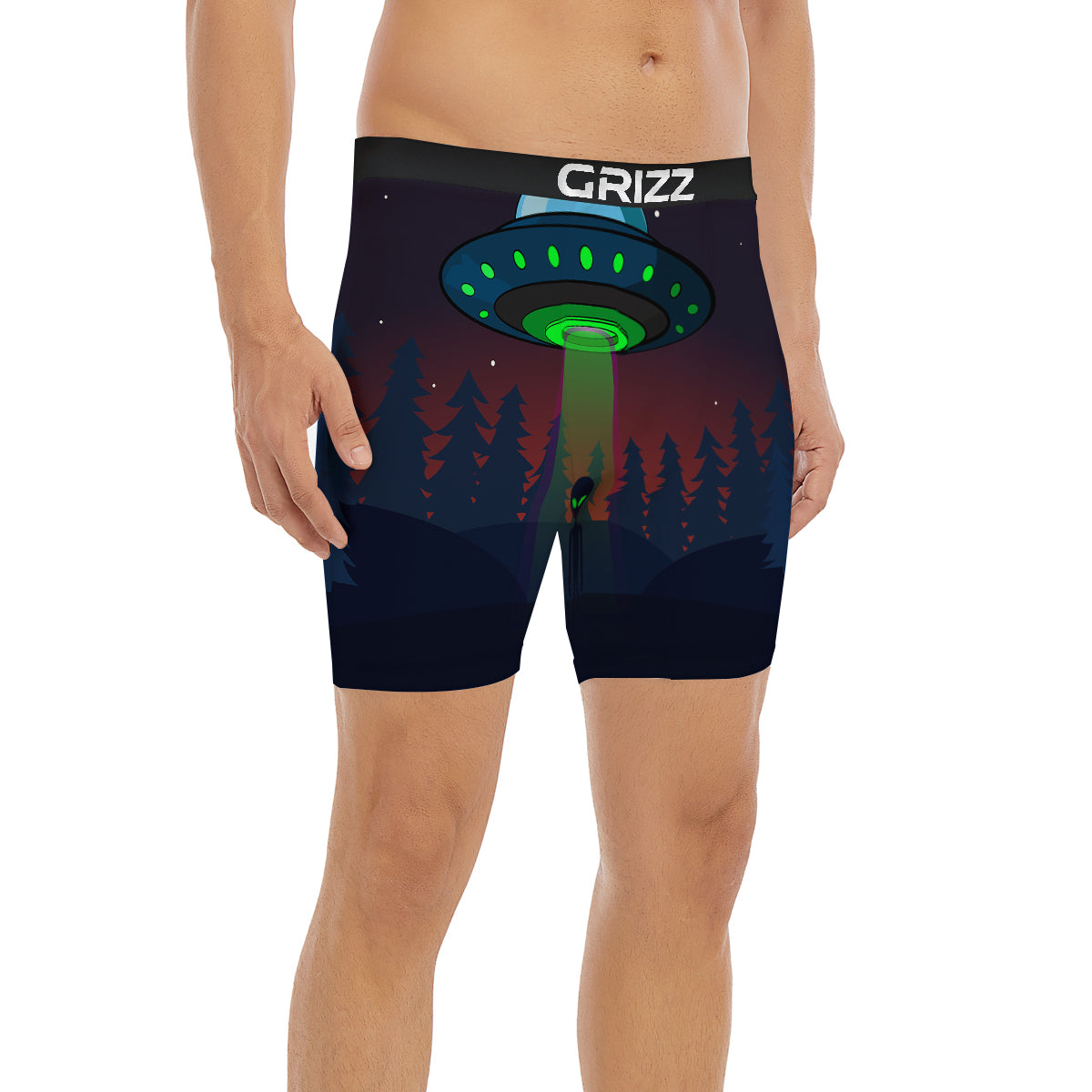 Alien Invasion On Earth Print Boxer Briefs-grizzshop