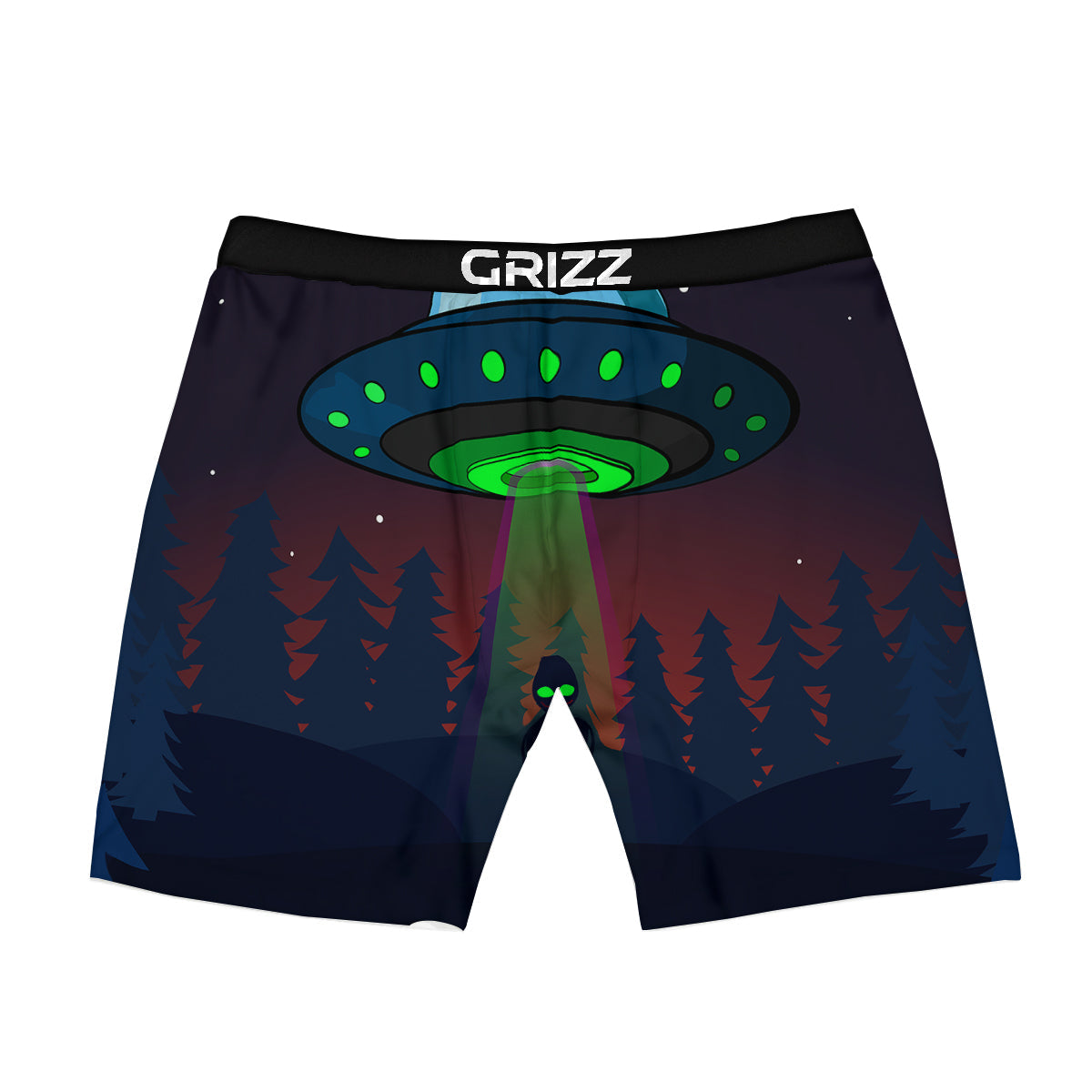 Alien Invasion On Earth Print Boxer Briefs-grizzshop