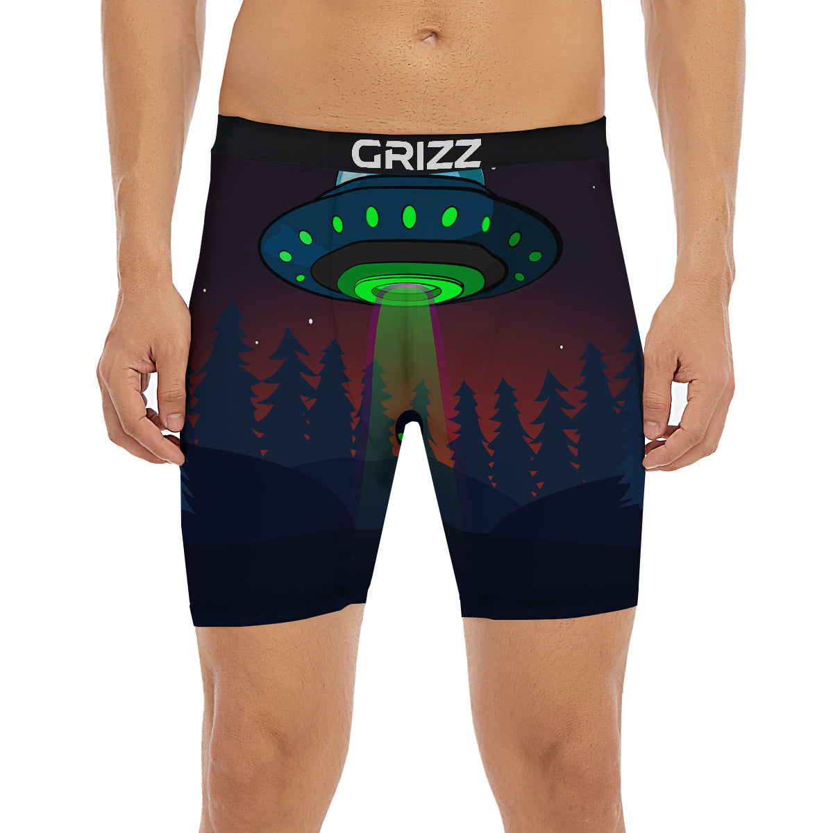 Alien Invasion On Earth Print Boxer Briefs-grizzshop