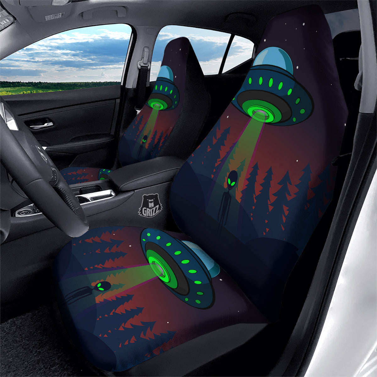 Alien Invasion On Earth Print Car Seat Covers-grizzshop