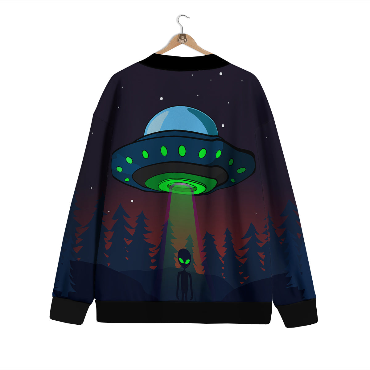 Alien Invasion On Earth Print Cardigan-grizzshop