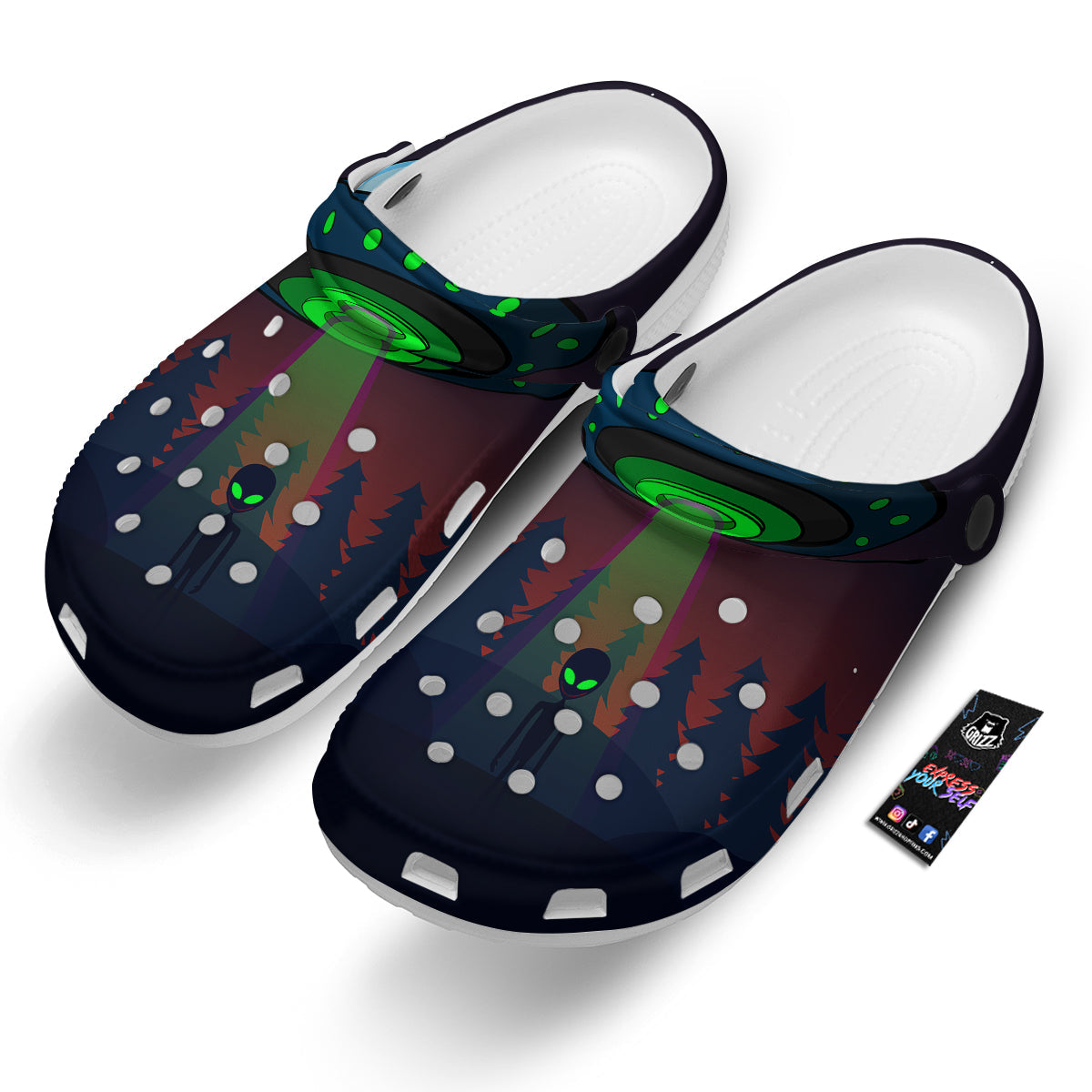 Alien Invasion On Earth Print Clog-grizzshop