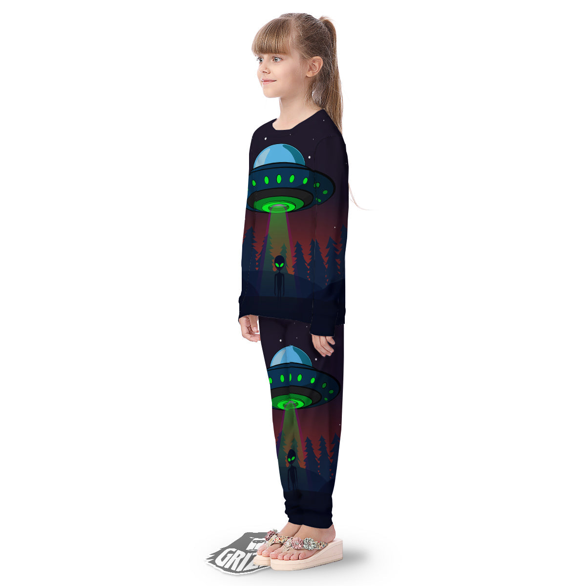Alien Invasion On Earth Print Kid's Pajamas-grizzshop