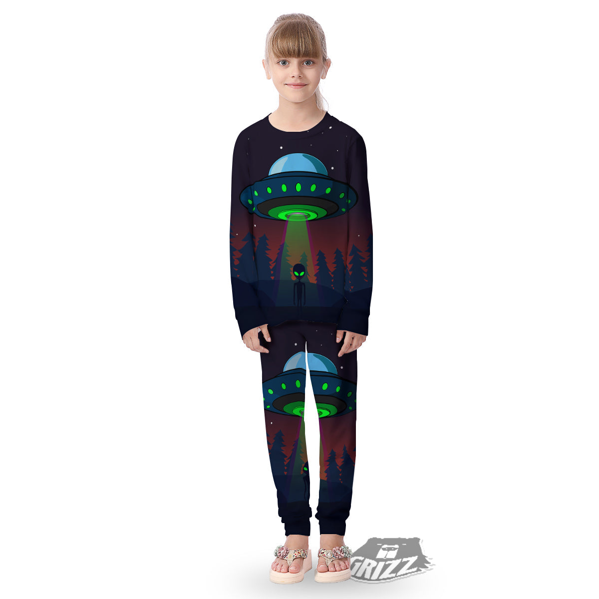 Alien Invasion On Earth Print Kid's Pajamas-grizzshop