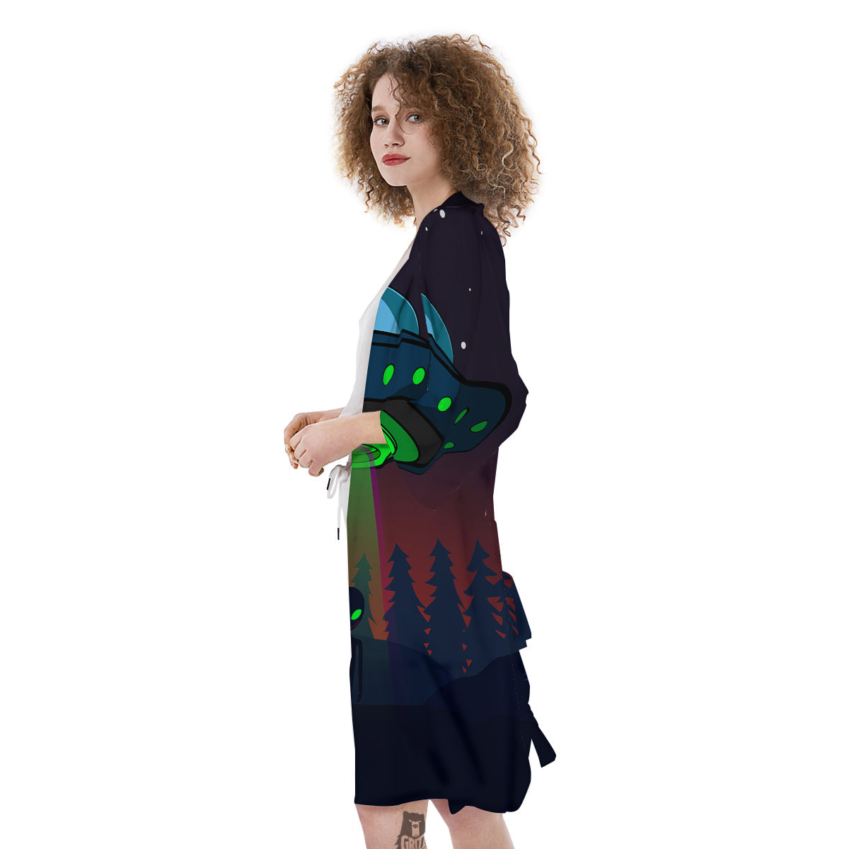 Alien Invasion On Earth Print Kimono-grizzshop