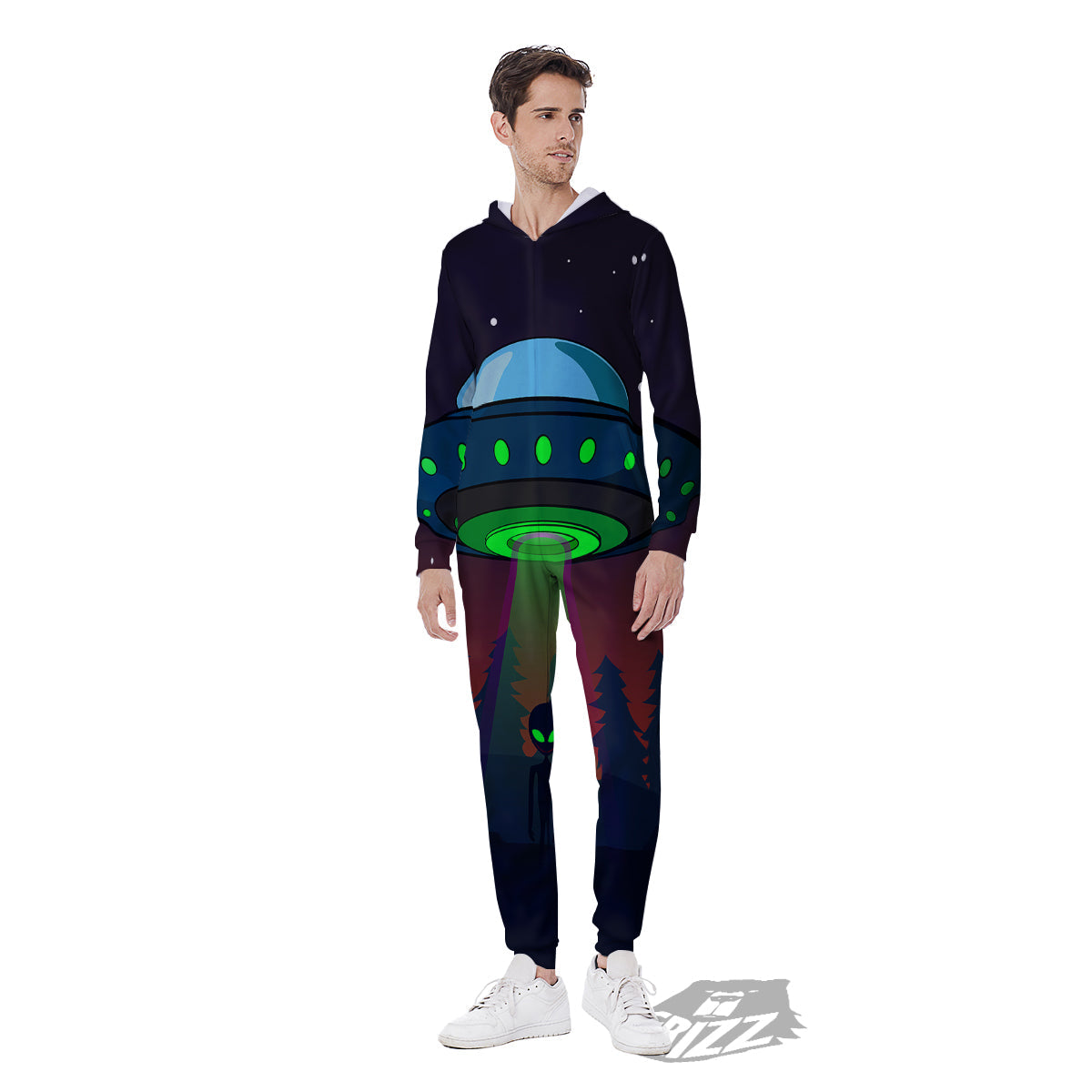 Alien Invasion On Earth Print Men's Jumpsuit-grizzshop
