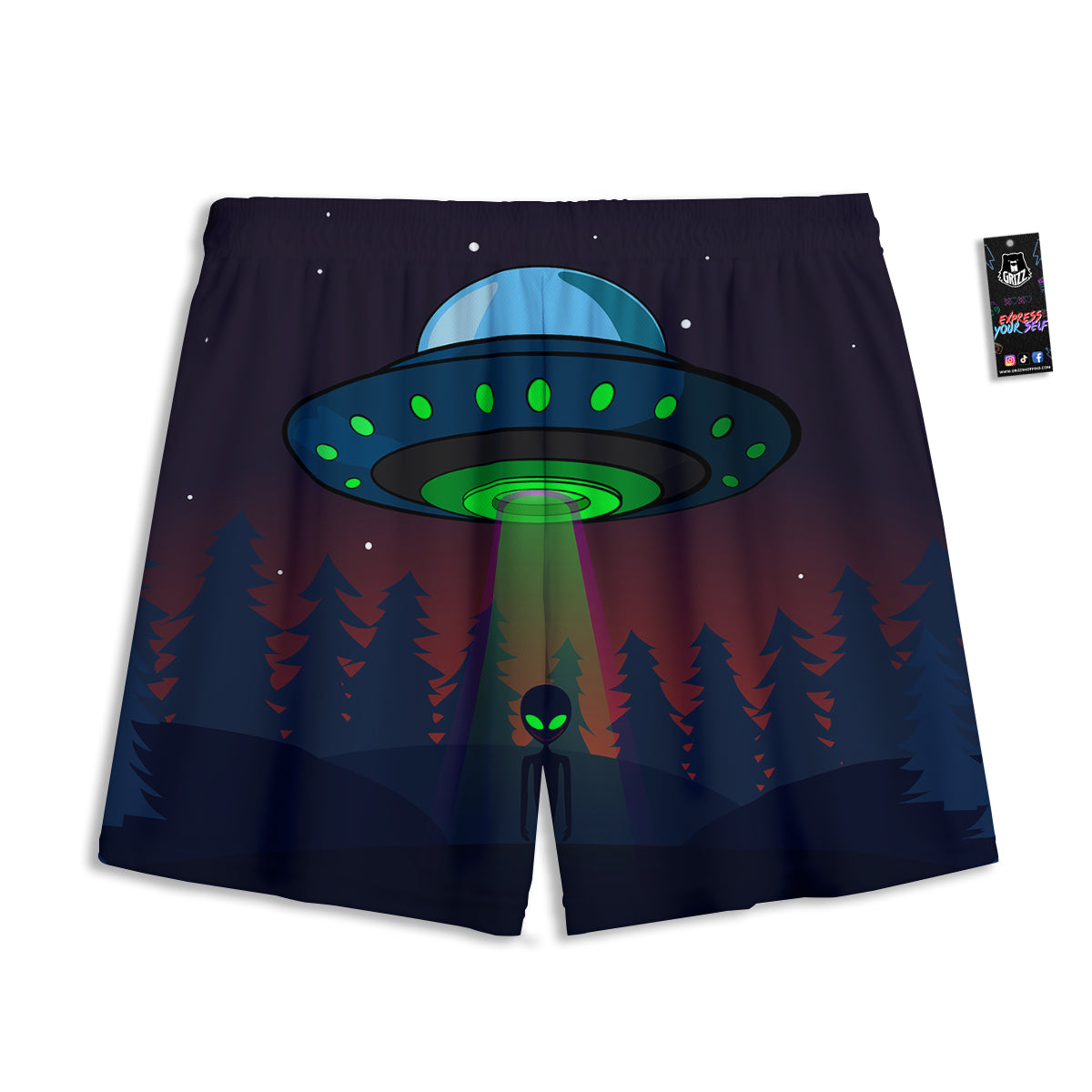 Blue Dark Kaleidoscope Print Mesh Shorts