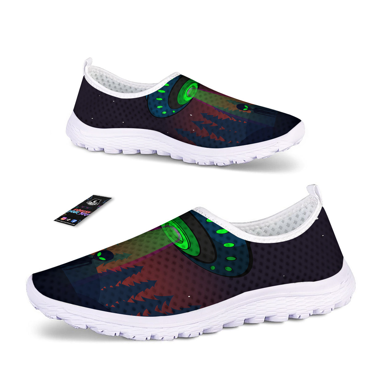 Alien Invasion On Earth Print Nurse Shoes-grizzshop