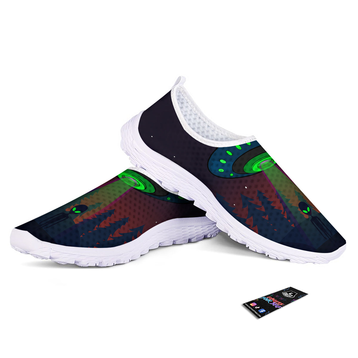 Alien Invasion On Earth Print Nurse Shoes-grizzshop
