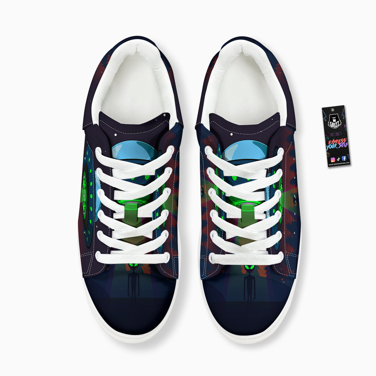 Alien Invasion On Earth Print Platform Shoes-grizzshop