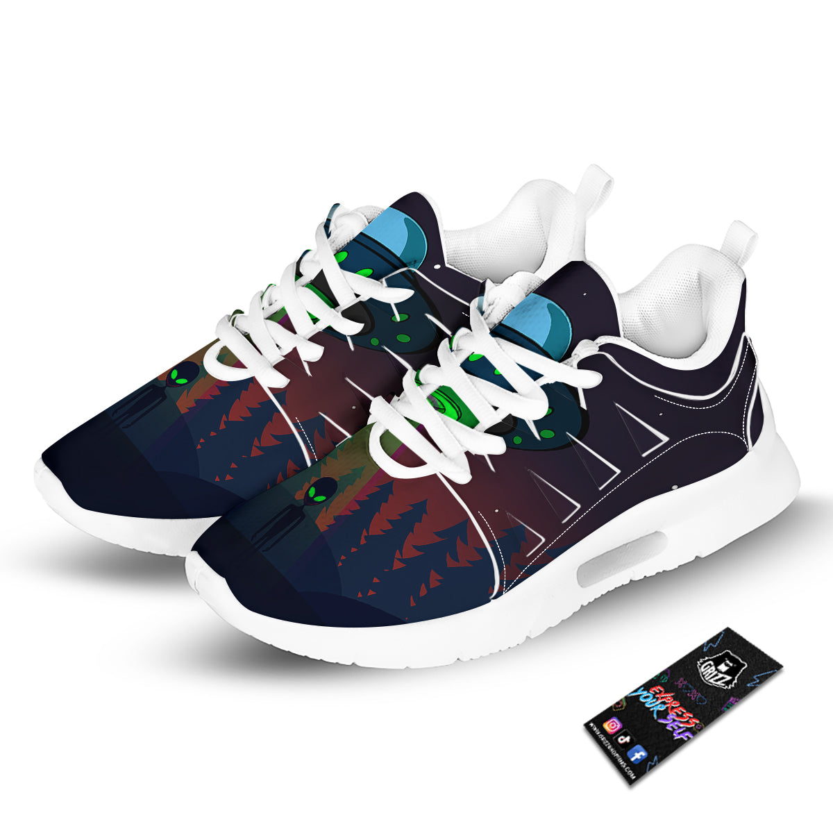 Alien Invasion On Earth Print Tennis Shoes-grizzshop