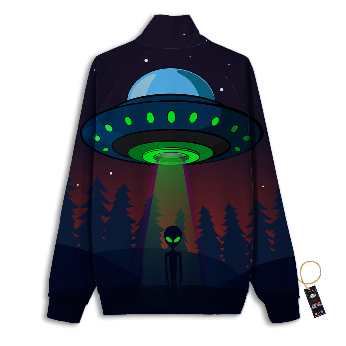Alien Invasion On Earth Print Track Jacket-grizzshop