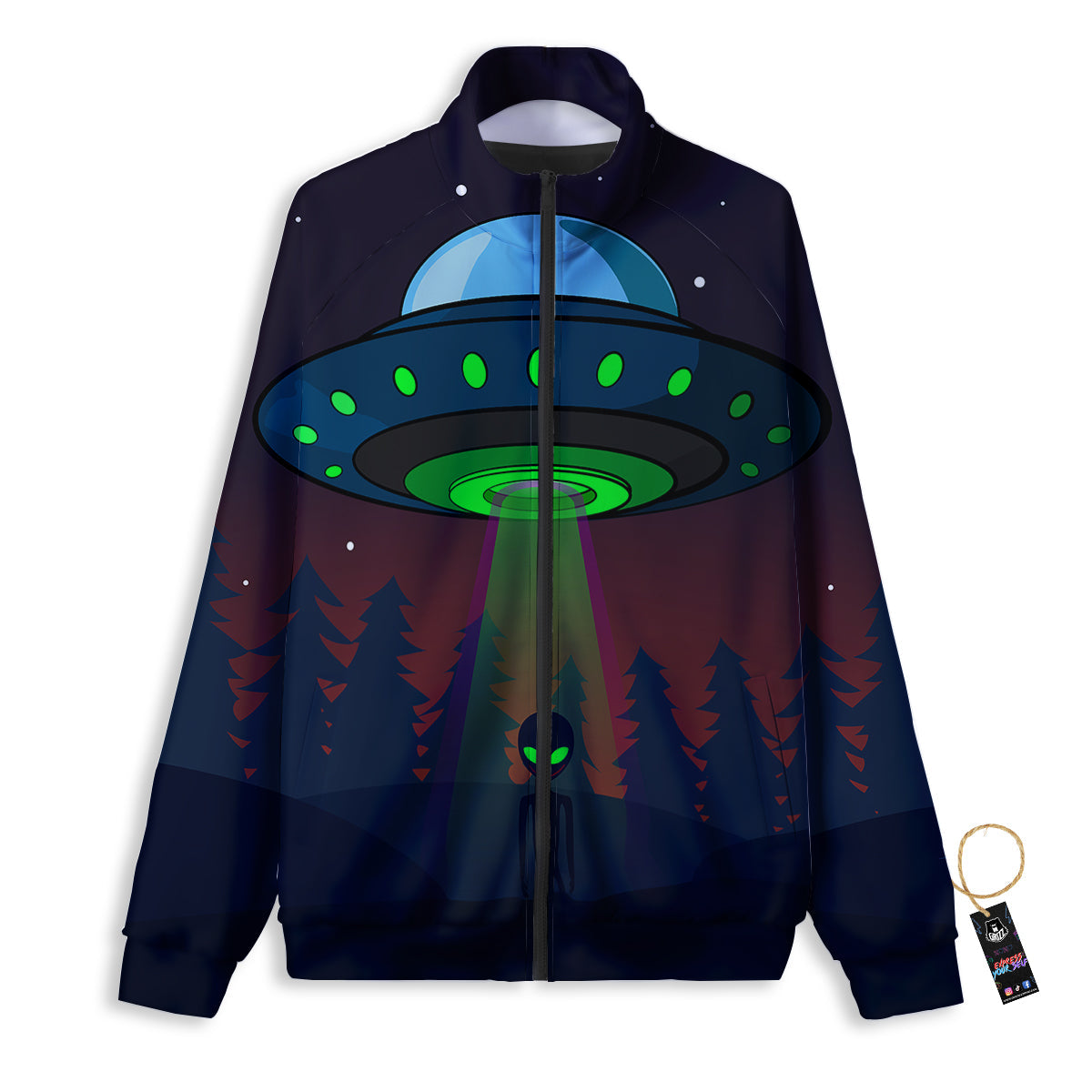 Alien Invasion On Earth Print Track Jacket-grizzshop
