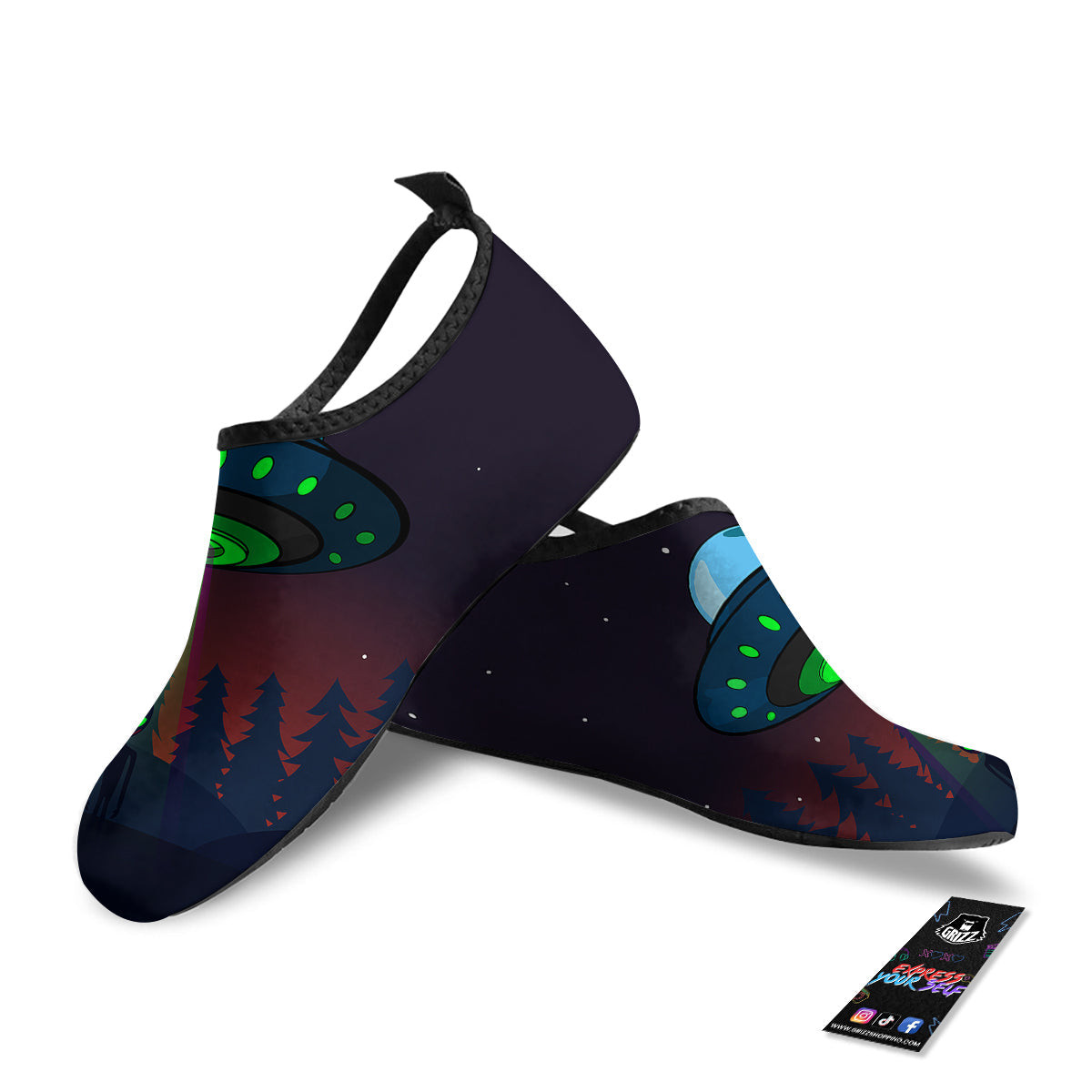 Alien Invasion On Earth Print Water Shoes-grizzshop