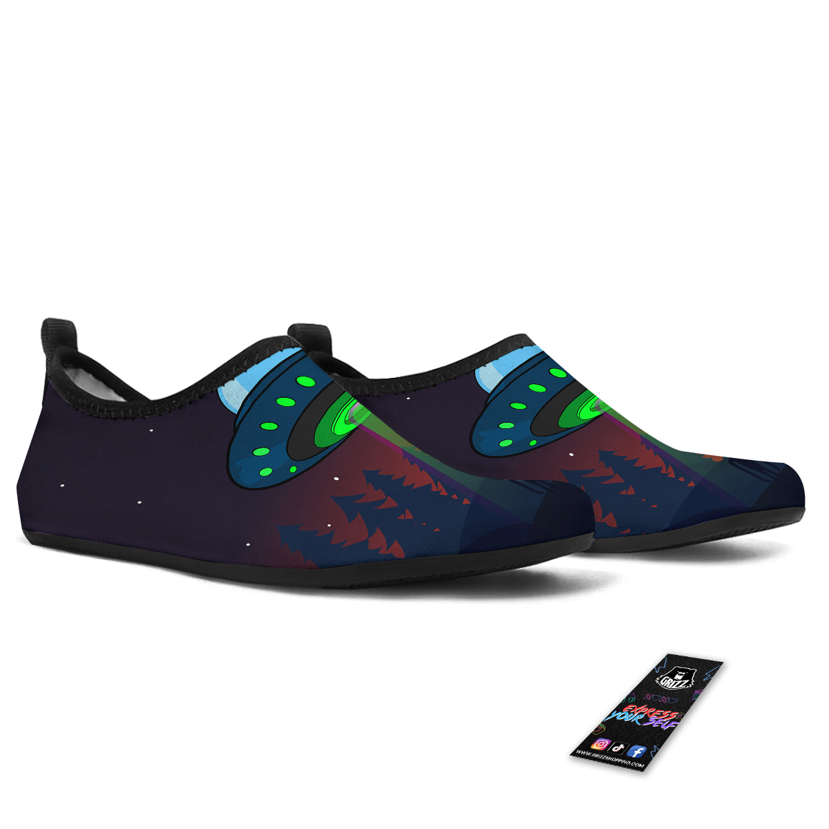 Alien Invasion On Earth Print Water Shoes-grizzshop