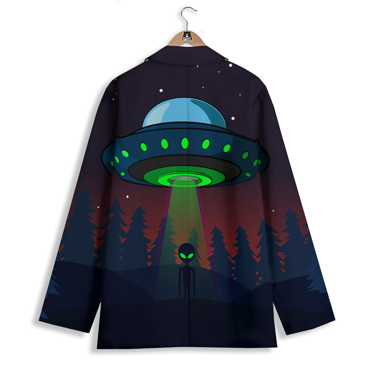 Alien Invasion On Earth Print Women's Blazer-grizzshop