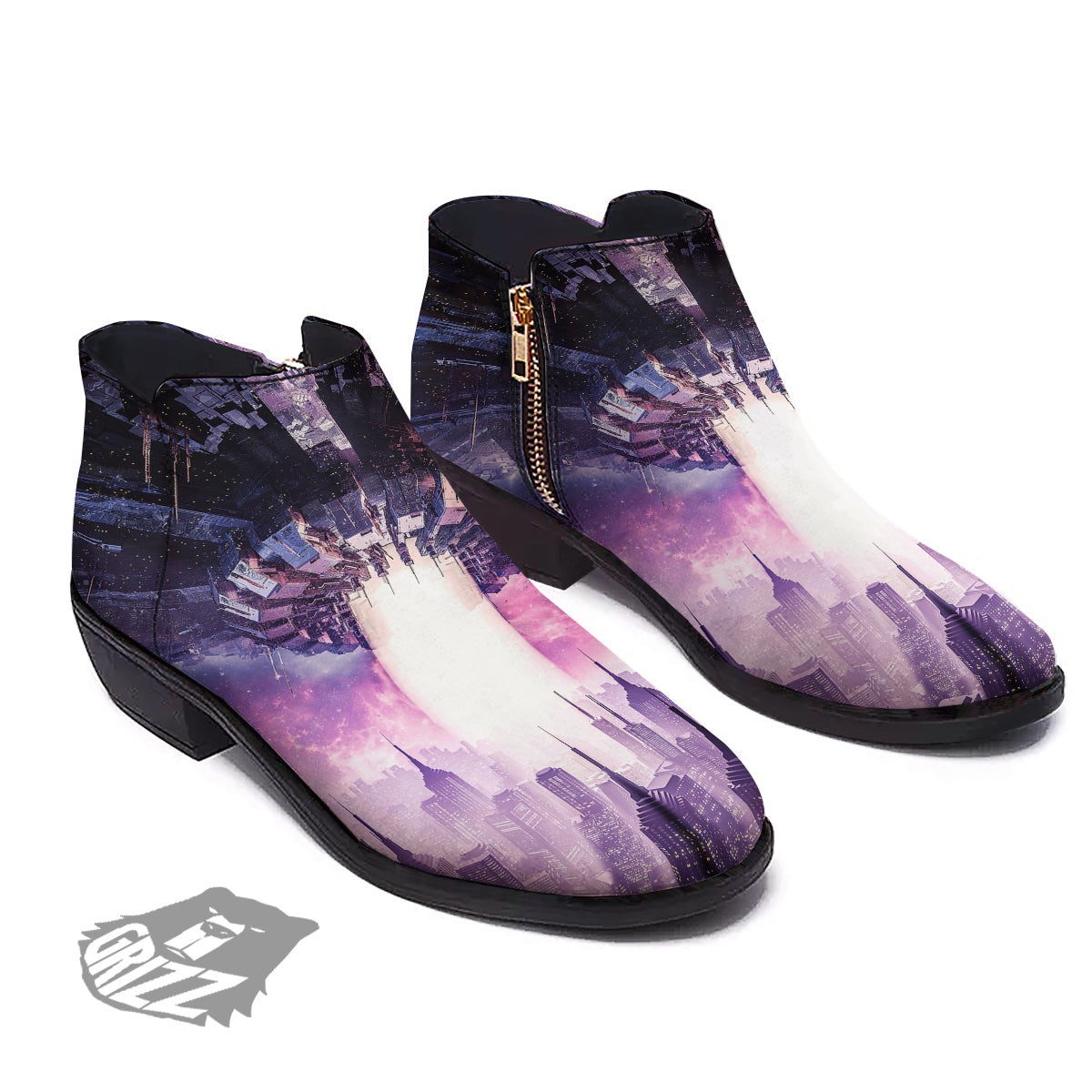Alien Invasion Print Ankle Boots-grizzshop