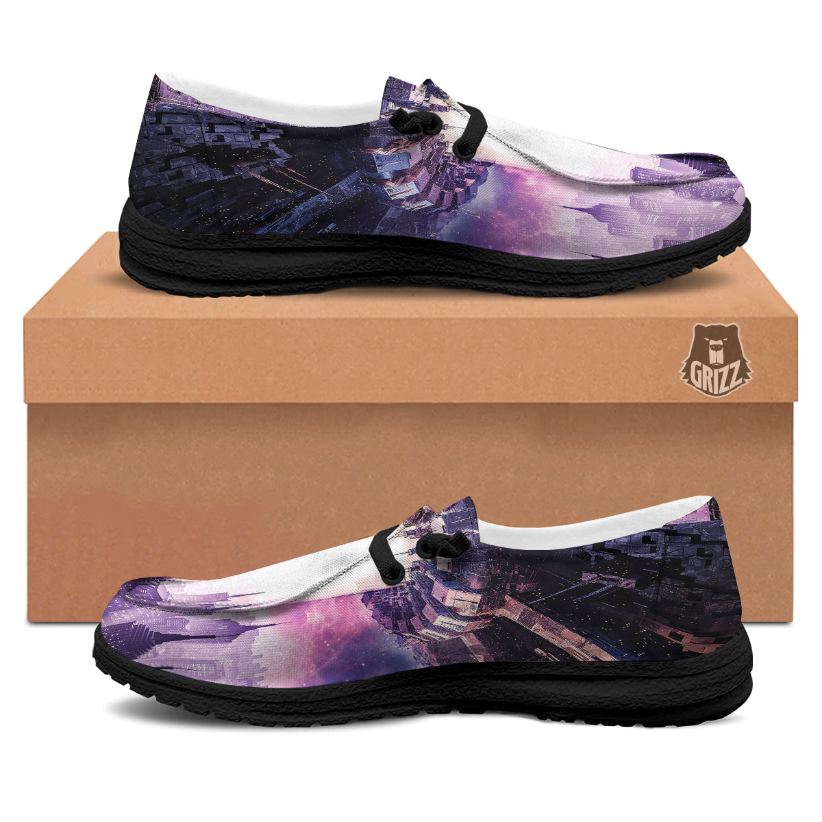 Alien Invasion Print Black Loafers-grizzshop