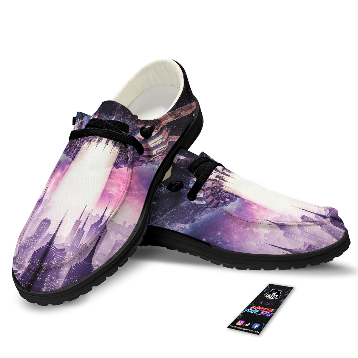 Alien Invasion Print Black Loafers-grizzshop