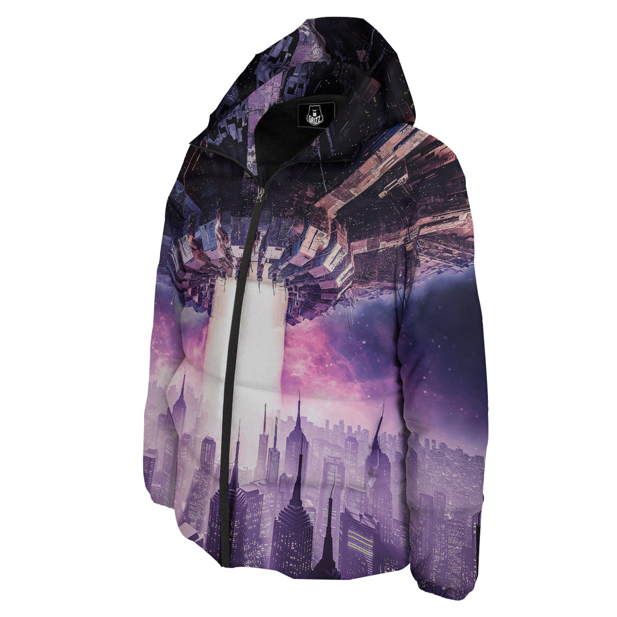 Alien Invasion Print Down Jacket-grizzshop