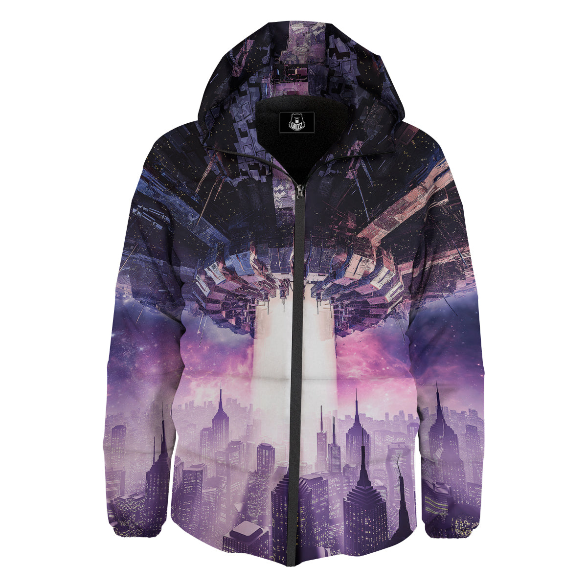 Alien Invasion Print Down Jacket-grizzshop