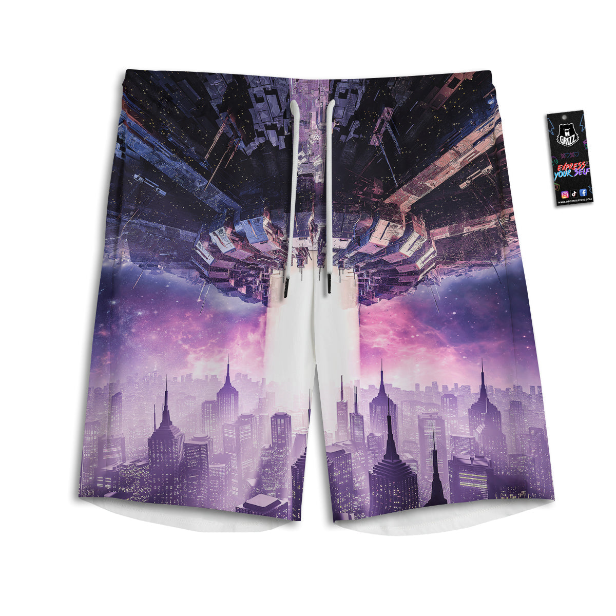 Alien Invasion Print Men's Athletic Shorts