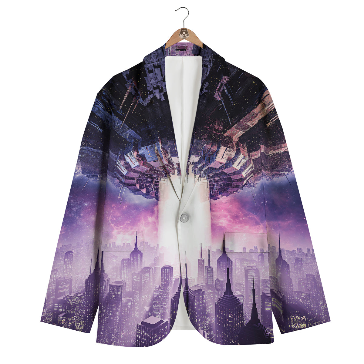 Alien Invasion Print Men's Blazer-grizzshop