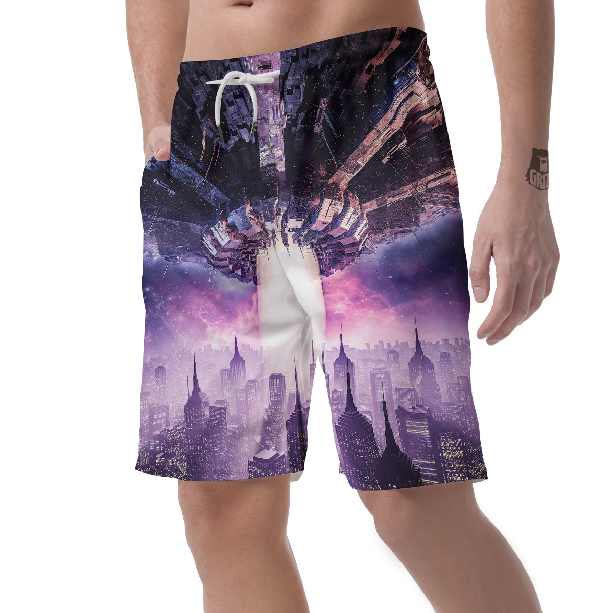 Alien Invasion Print Men's Shorts-grizzshop