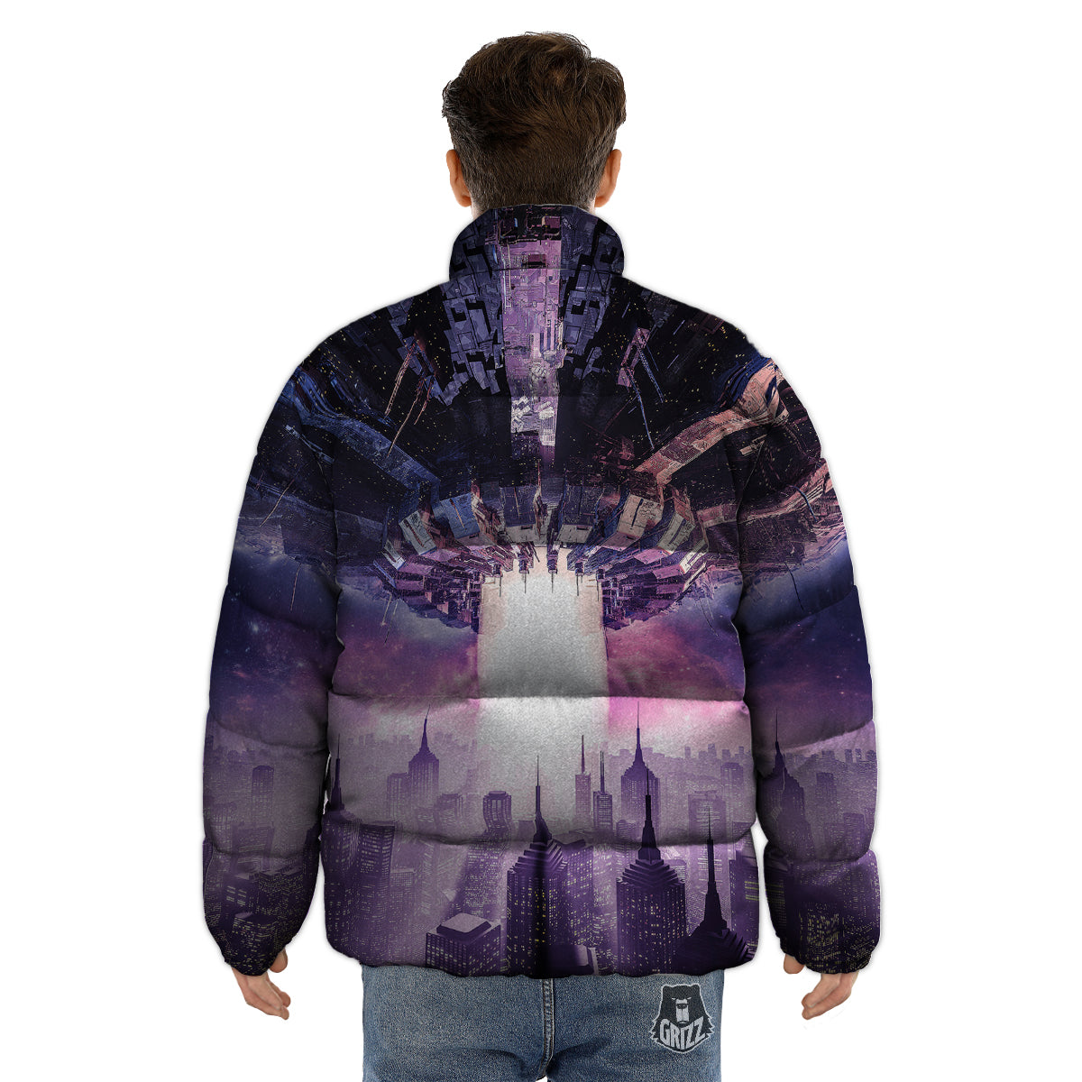 Alien Invasion Print Puffer Jacket-grizzshop
