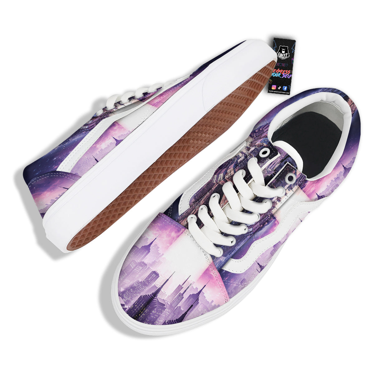 Alien Invasion Print Skate Shoes-grizzshop