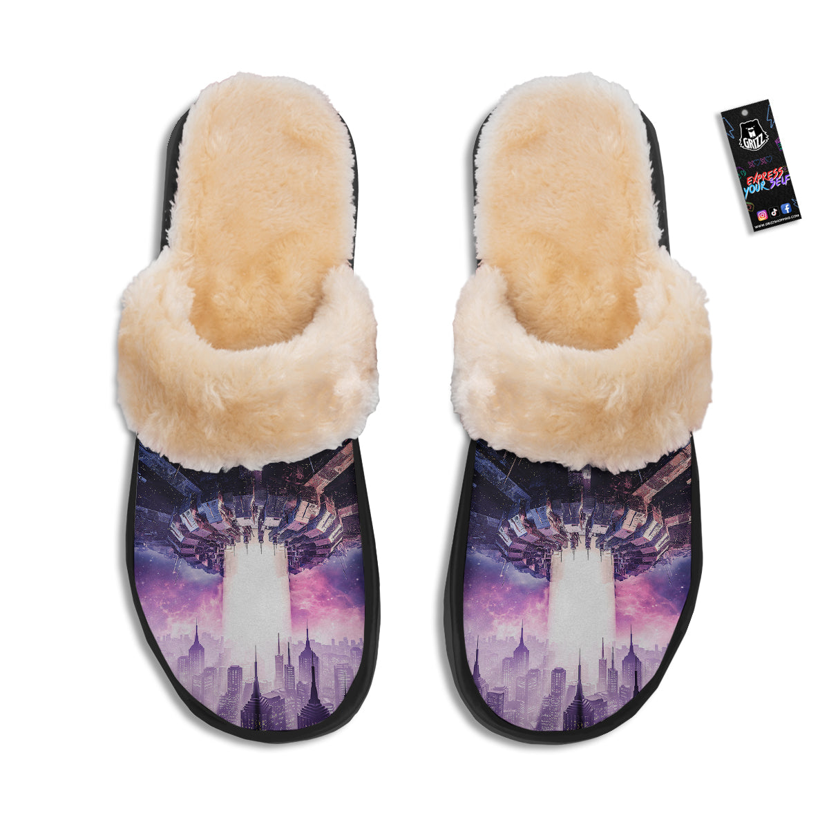 Alien Invasion Print Slippers-grizzshop