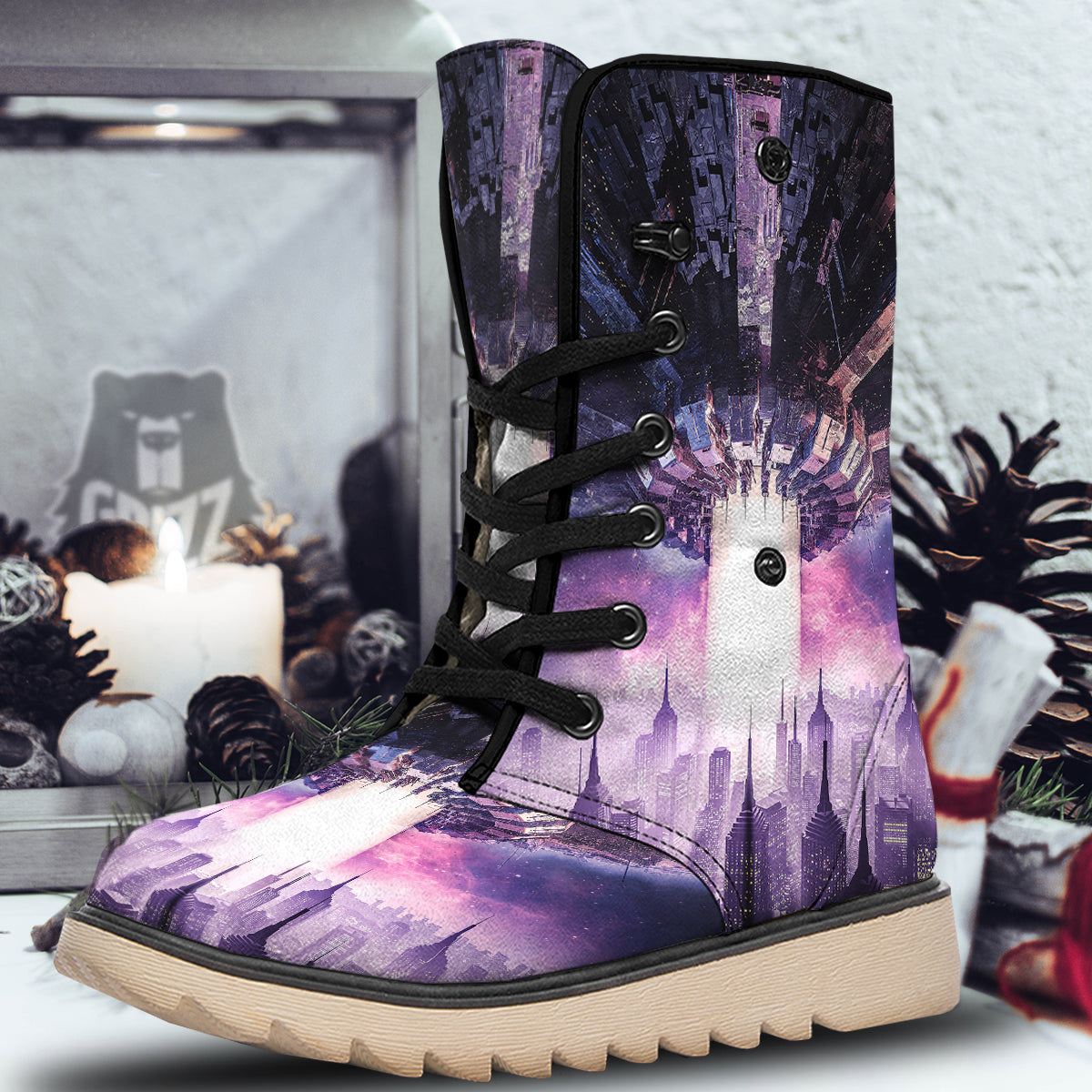 Alien Invasion Print Snow Boots-grizzshop