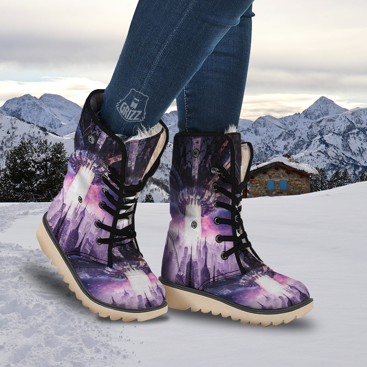 Alien Invasion Print Snow Boots-grizzshop