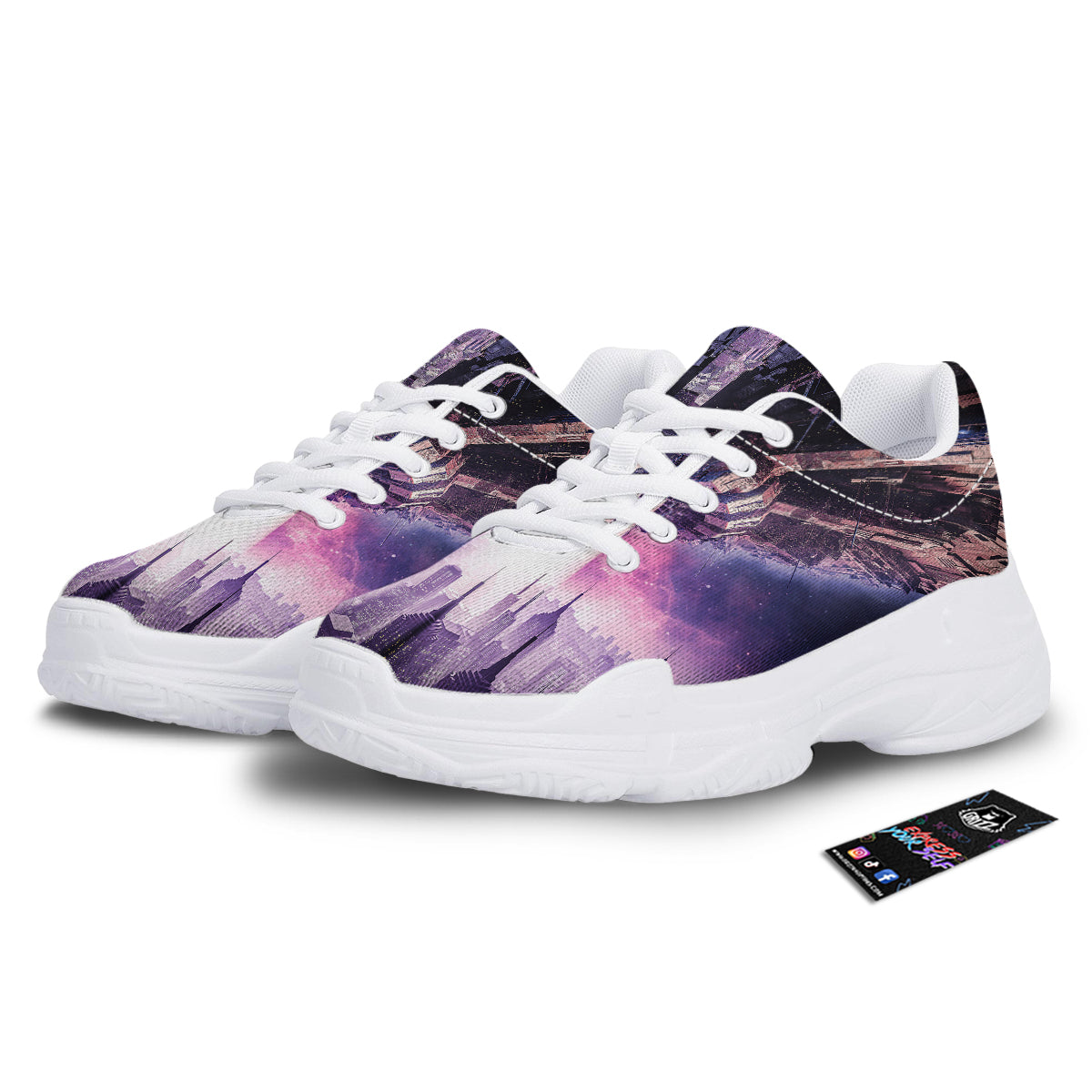 Alien Invasion Print White Chunky Shoes-grizzshop
