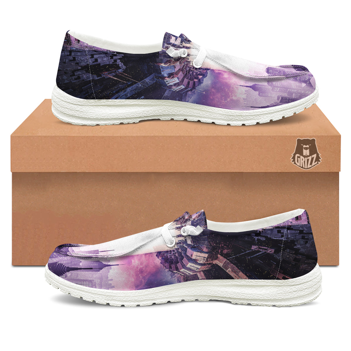 Alien Invasion Print White Loafers-grizzshop