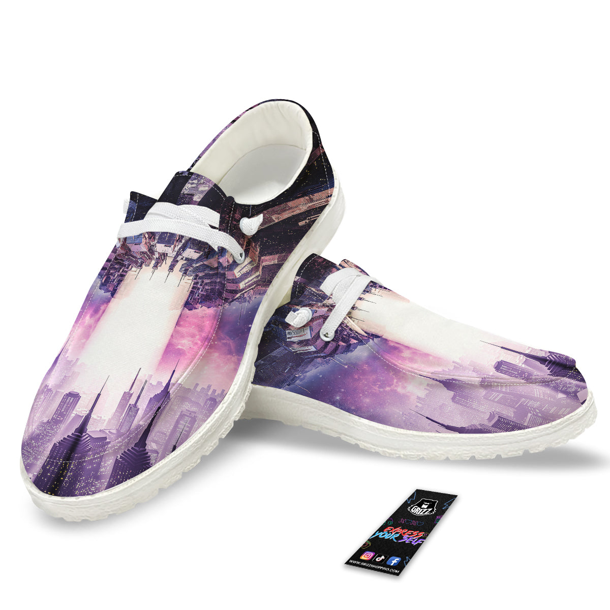 Alien Invasion Print White Loafers-grizzshop